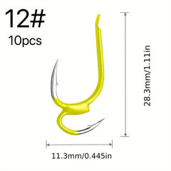 10pcs Double Hook Barbed Fishing Hooks