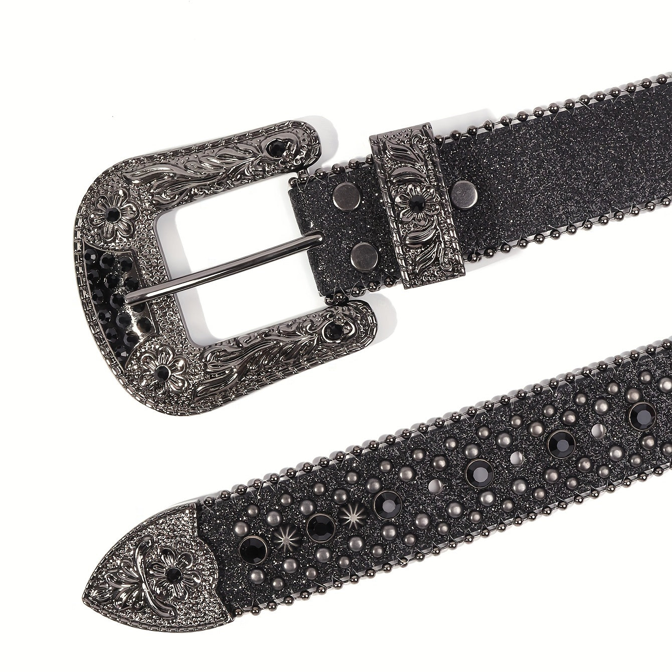 Sparkle Rhinestone Western Cowboy Leather Belt for Jeans Dress