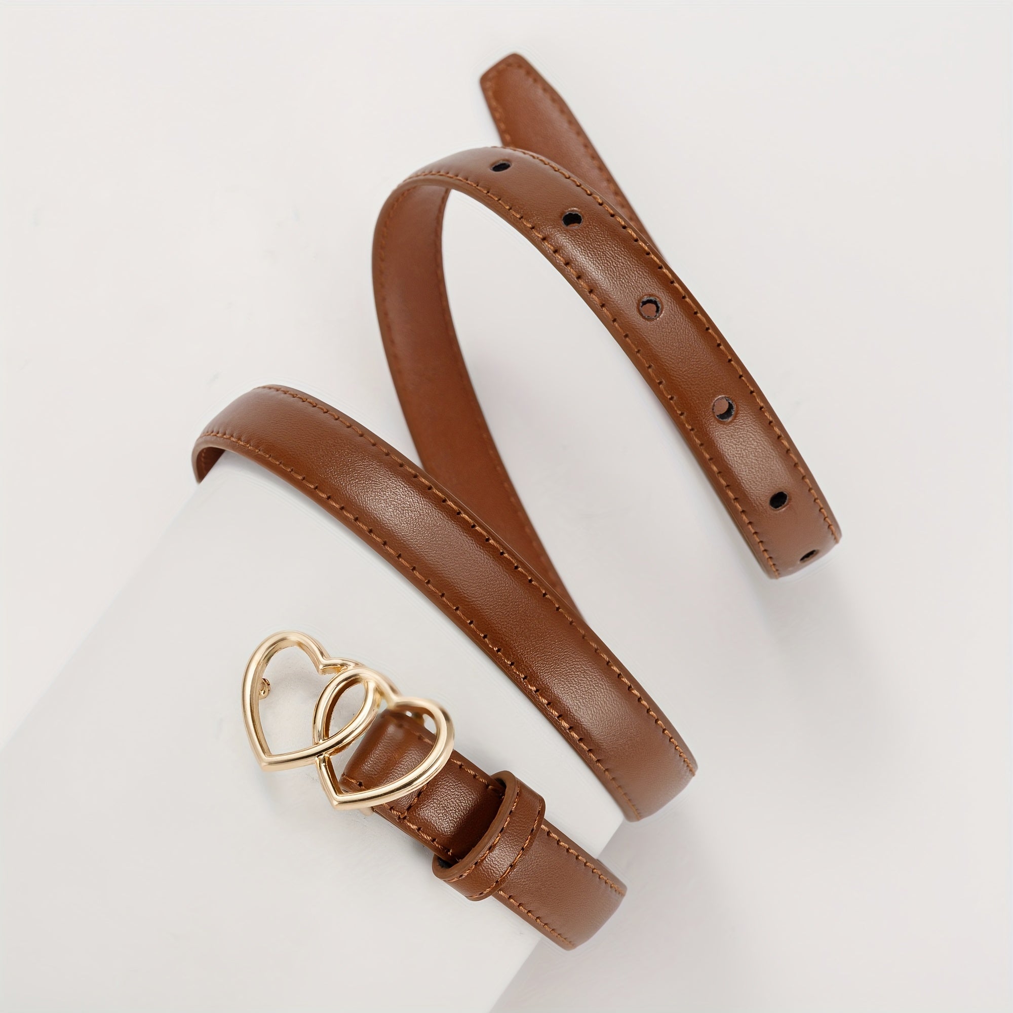 Double Love Heart Buckle Kid's Leather Belt
