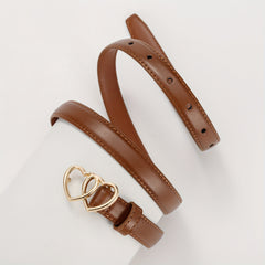 Double Love Heart Buckle Kid's Leather Belt