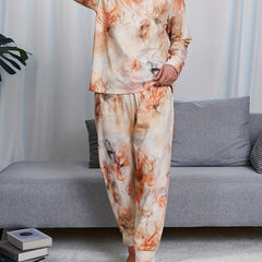 Tie Dye Lounge Set Long Sleeve Top & Pants