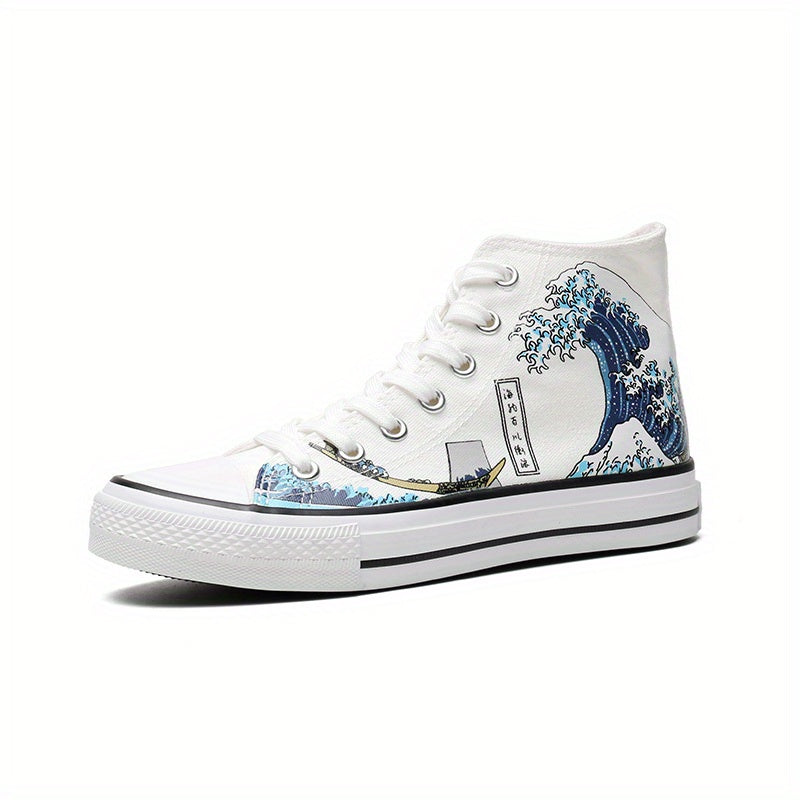 Men's Graffiti Print High Top Canvas Shoes