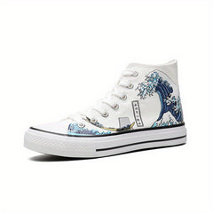 Men's Graffiti Print High Top Canvas Shoes