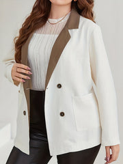 Colorblock Waffle Lapel Collar Blazer