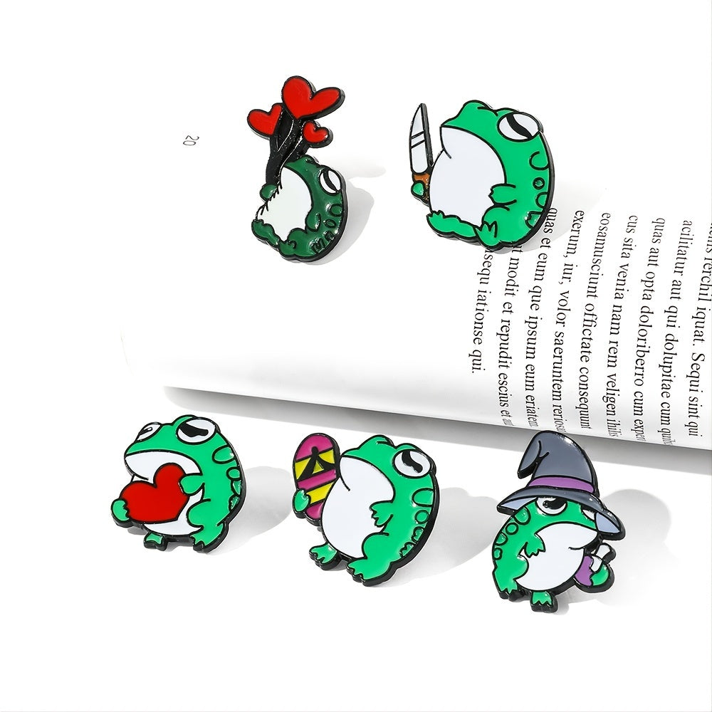 Cute Frog Metal Oil Drip Brooch for Kids