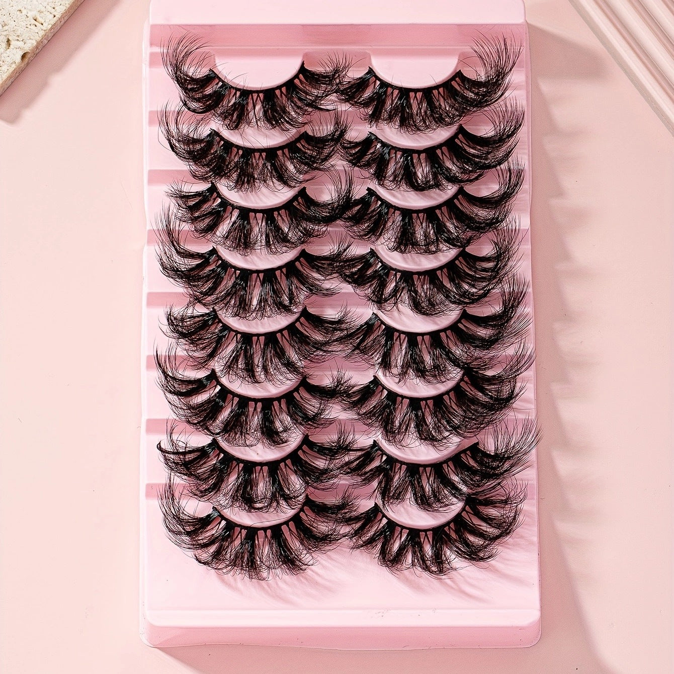 25mm 8 Pair False Eyelashes 9D Cat Eye Fluffy Soft Lashes Thick Faux Mink