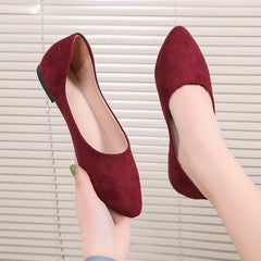 Women's Pointed Toe Ballet Flats Micro Suede Slip On Shoes