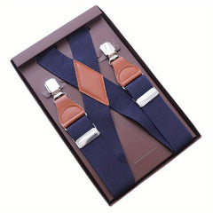 Men's X-Shaped 4 Buckles Elastic Belt Strap Suspender