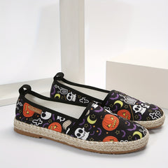 Women's Halloween Slip-On Walking Shoes Ghost Pumpkin Skull