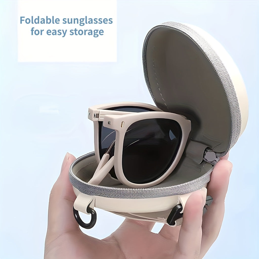 Men's Folding Sunglasses UV Protection Round Eyewear