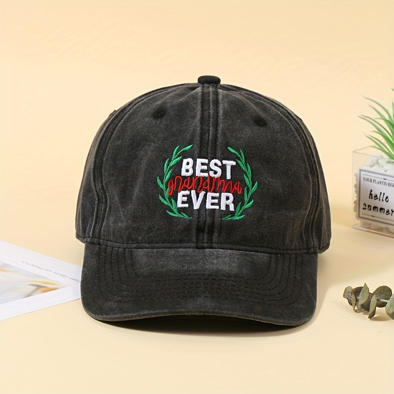 Distressed Letter Baseball Cap Washed Cotton Dad Hat