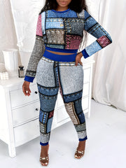 Stylish Block Pantsuits Two piece Set