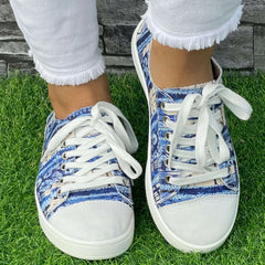 Striped Pattern Flat Shoes Women's Lightweight Casual Shoes