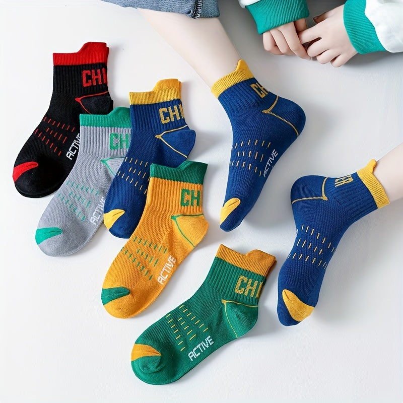 Boys Letters Print Sports Socks Thin Deodorant Breathable Cotton