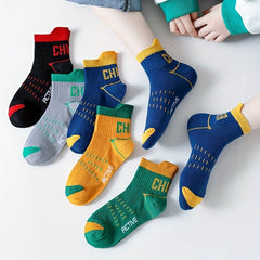 Boys Letters Print Sports Socks Thin Deodorant Breathable Cotton