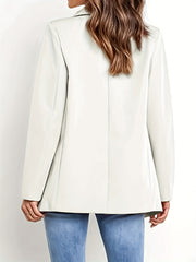 Solid Long Sleeve Blazer Open Front Lapel Blazer