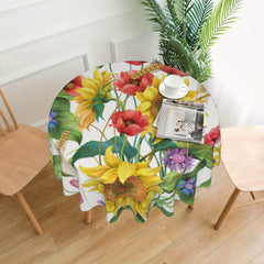 Vintage Bohemian Style Sunflower Tablecloth 60 Inch
