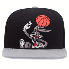 Rabbit Basketball Embroidered Men's Hip Hop Flat Brim Hat