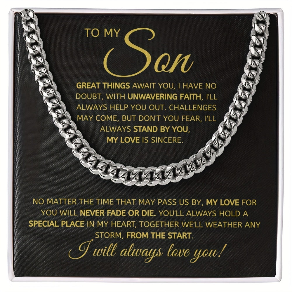 Men's Classic Stainless Steel Necklace Set - Gift for Son