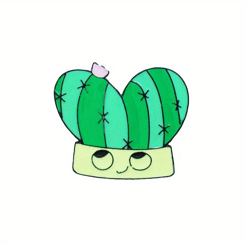 Green Plant Prickly Pear Pattern Brooch Funny Bag Accessories Girls Hat Jewelry