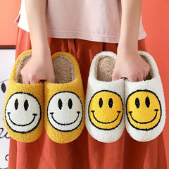 Women's Smile Face Pattern Slippers Plush Lined Shoes