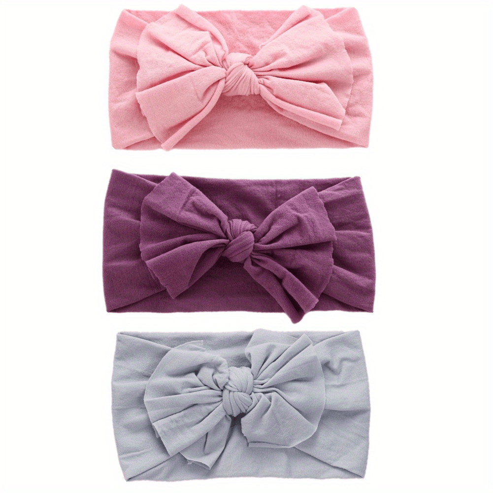 3pcs Bow Soft Nylon Elastic Headbands Hair Accessories for Baby Girls