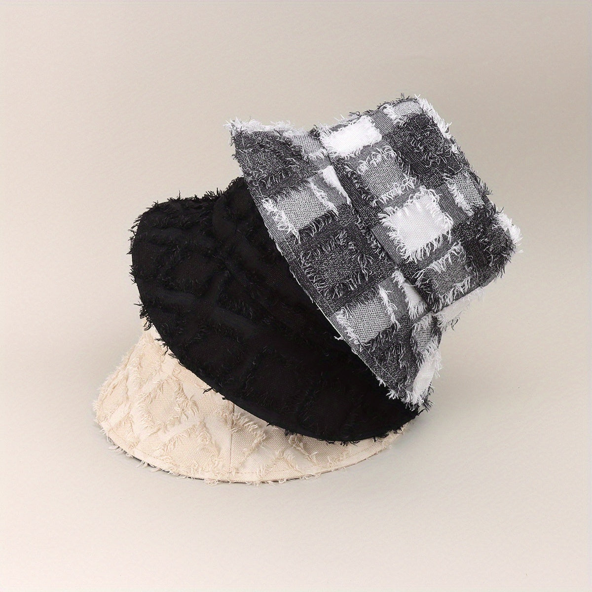 Plaid Block Basin Hat Hip Hop Sunscreen Fishermen Cap For Women