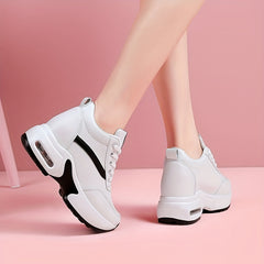 Women's Platform Sneakers Air Cushion Lace up Casual Walking Shoes