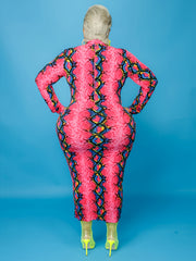 Print High Neck Bodycon Maxi Dress