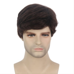 Men's Short Curly Brown Hair Wig