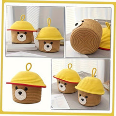 Bear Storage Basket Dog Toy Office Shopping Cotton Rope