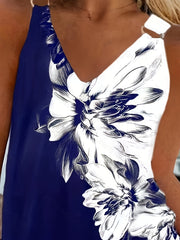 Floral Print V Neck Tank Top