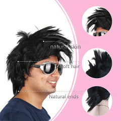 Men's 14 Inch Rooster Head Dress Up Wig Party Holiday Fiber Hair