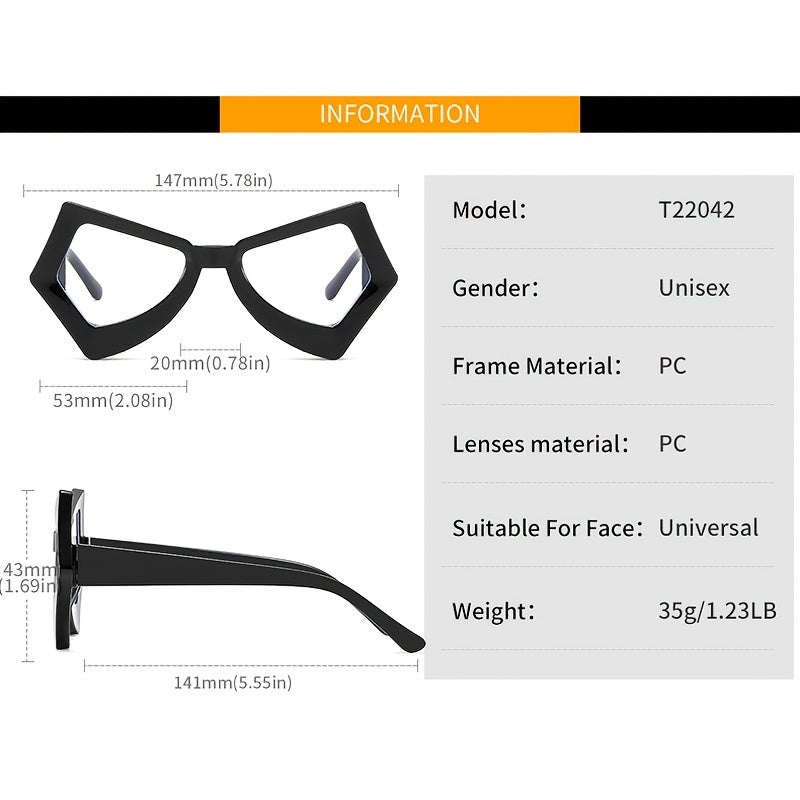 Y2K Polygon Cat Eye Eyeglass Frame Light Blocking Glasses