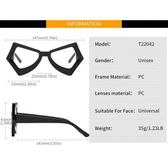 Y2K Polygon Cat Eye Eyeglass Frame Light Blocking Glasses