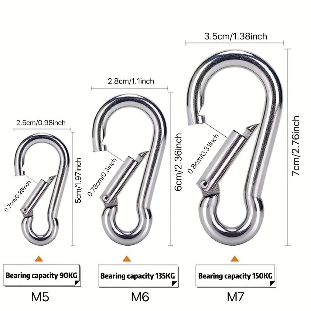 2pcs Stainless Steel Carabiner Clips for Outdoor Activities