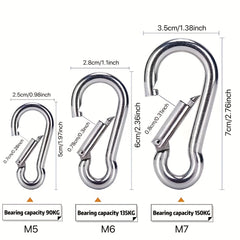 2pcs Stainless Steel Carabiner Clips for Outdoor Activities