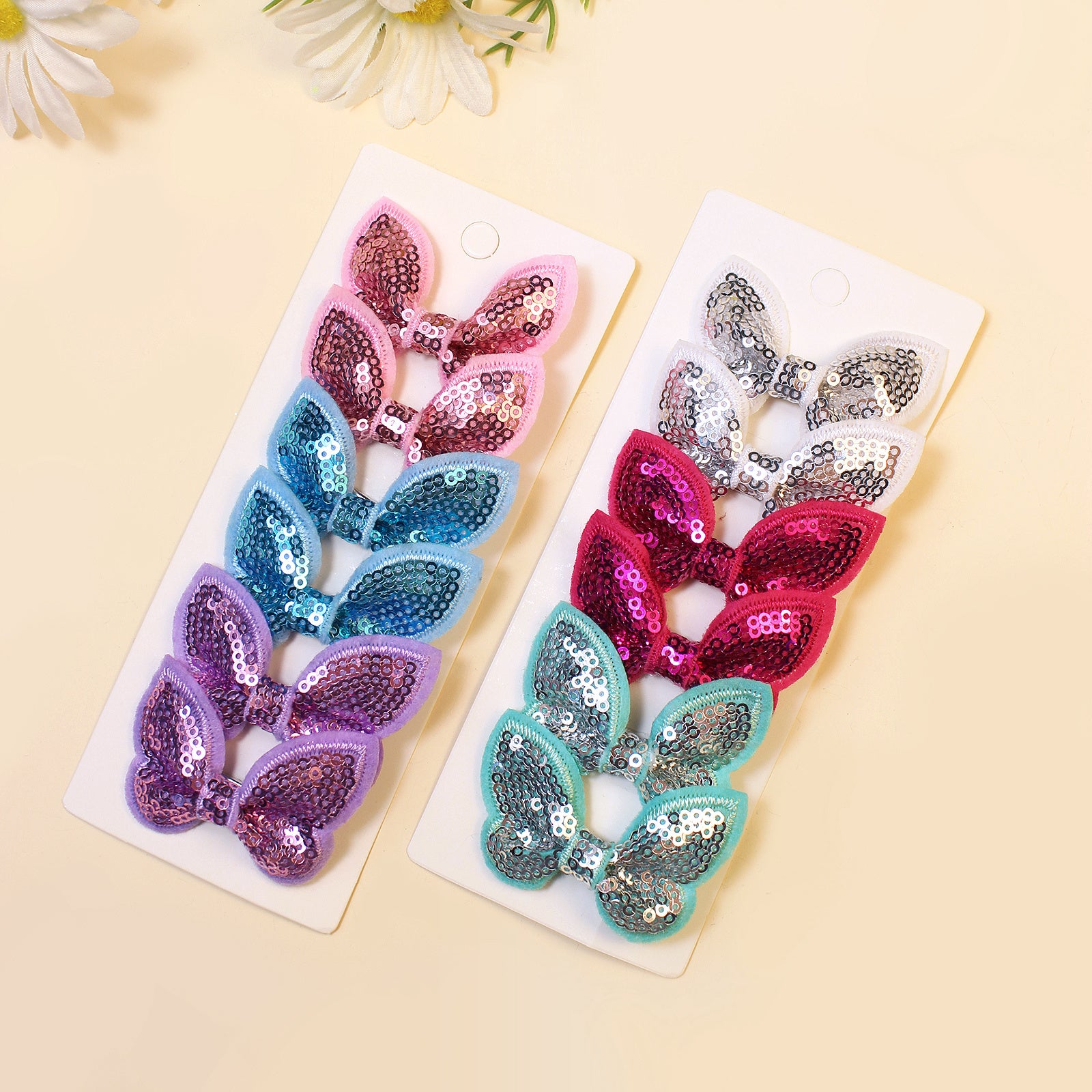 12pcs Sequin Bow Hair Clips for Girls