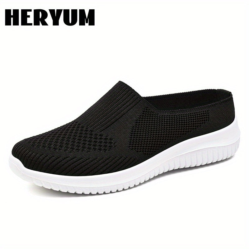 Breathable Knit Mule Sneakers for Women Lightweight Slip On Shoes