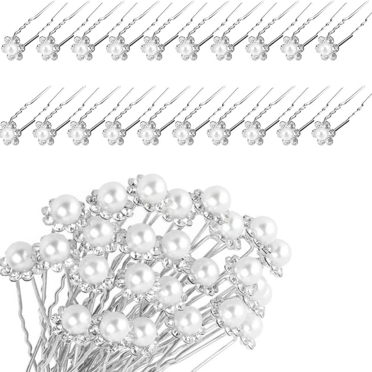 20pcs Bridal Flower Crystal Hair Pins Clips Wedding Pearl Hair Pins