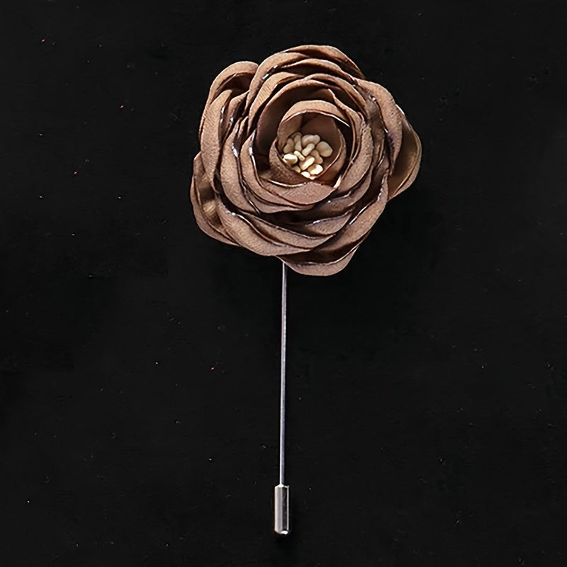 2pcs Wedding Boutonniere Fabric Rose Corsage Outfit Accessory