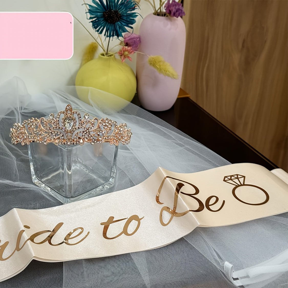 Bachelorette Party Decorations Bridal Shower Crown Bride to Be Sash&Veil