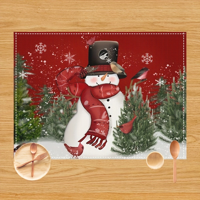 Set of 4 Christmas Placemat Red Snowman Let It Snow Winter Gnomes Table Mats