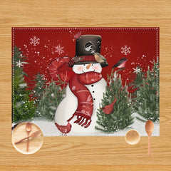 Set of 4 Christmas Placemat Red Snowman Let It Snow Winter Gnomes Table Mats