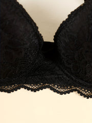 2pcs Lace Push Up Bras with Scallop Trim