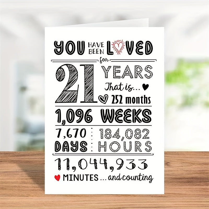 21st Birthday Card for Women - Happy 21st Birthday Decorations - 21 Years Loved