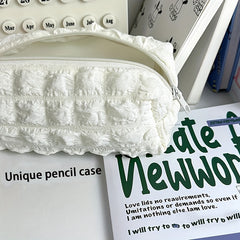 Large Pencil Bag Sweet Puff Polyester Case Soft Stationery Storage