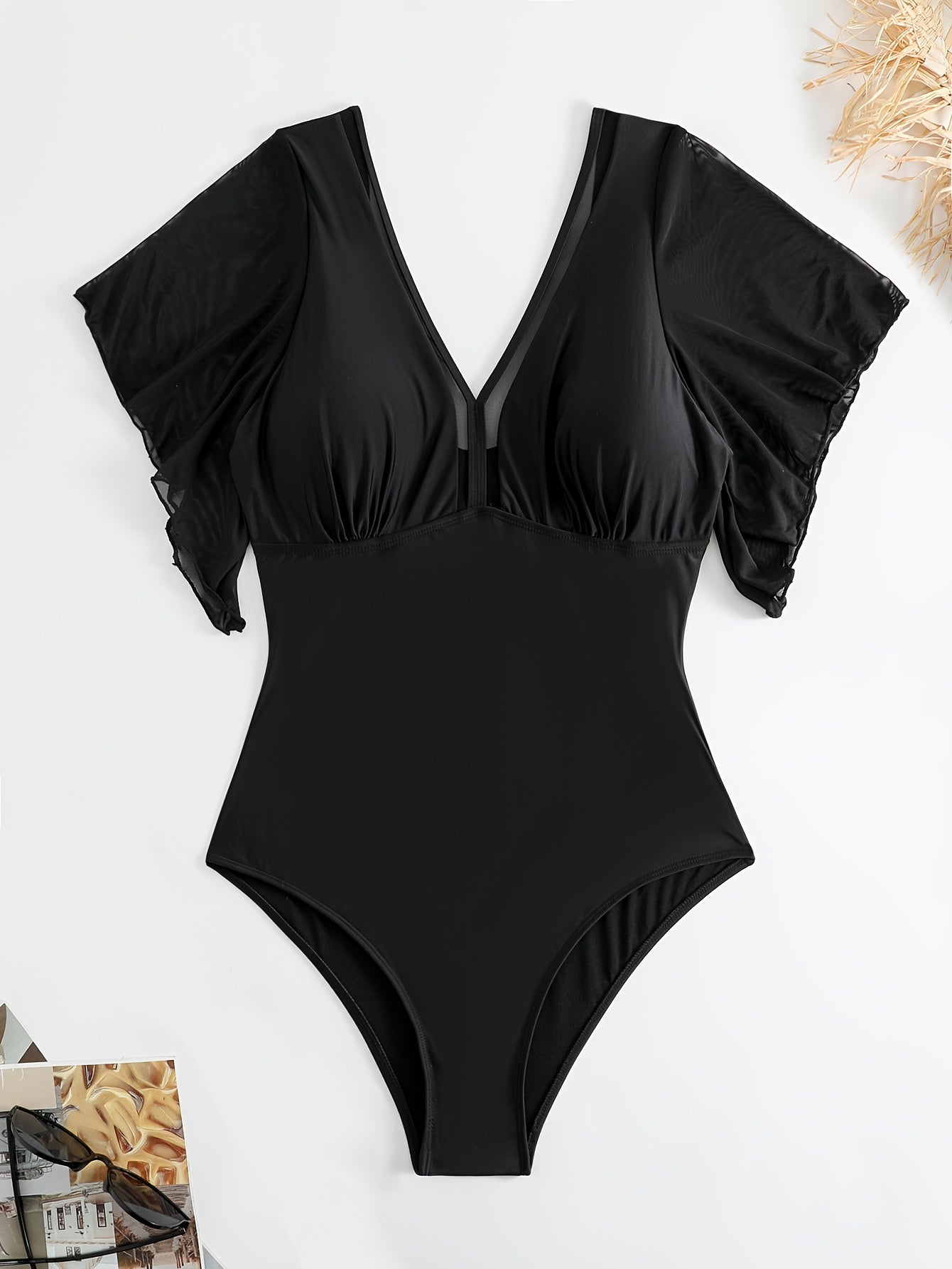 Swimsuit Women's Butterfly V-Neck One Piece Bathing Suit