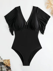 Swimsuit Women's Butterfly V-Neck One Piece Bathing Suit