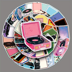 50pcs Record Player Music Graffiti Hand-painted Stickers Waterproof